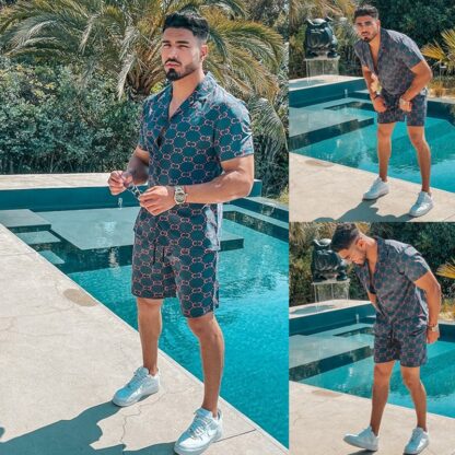 Купить Extravagant Designer Summer Men's Tracksuit Blouse Shirt and Shorts Printed Top Pants Blouses Short Shirts 2piece Set for man
