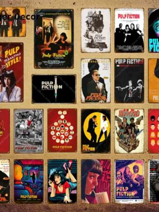 Купить Classic Movie Poster Pulp Fiction Wall Sticker Vintage Metal Signs Bar Pub Cafe Home Room Decor Iron Art Painting Plaque YI-090