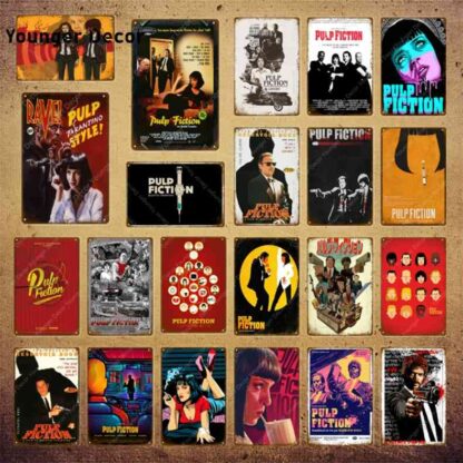 Купить Classic Movie Poster Pulp Fiction Wall Sticker Vintage Metal Signs Bar Pub Cafe Home Room Decor Iron Art Painting Plaque YI-090