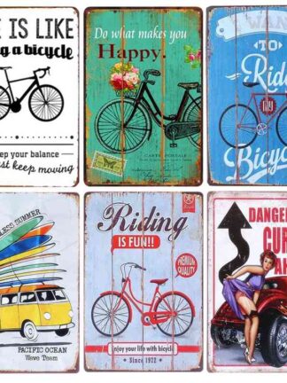 Купить RIDE BICYCLE Retro Metal Tin Signs BAR Home Decor Wall Posters Pub Decoration Beer Plates Life Is Like Riding Plaque N099
