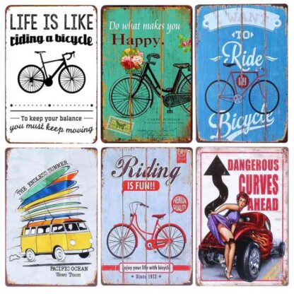 Купить RIDE BICYCLE Retro Metal Tin Signs BAR Home Decor Wall Posters Pub Decoration Beer Plates Life Is Like Riding Plaque N099