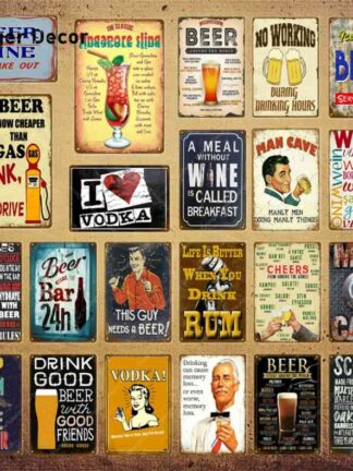Купить Man Cave Beer Drink Rum Vodka Metal Signs Vintage Pub Funny Bar Wall Decor Wine Rules Cheers Tin Plates Art Poster YI-134