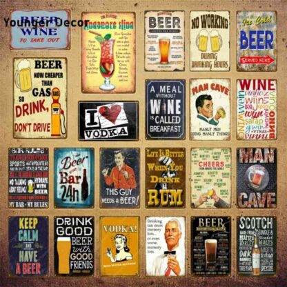 Купить Man Cave Beer Drink Rum Vodka Metal Signs Vintage Pub Funny Bar Wall Decor Wine Rules Cheers Tin Plates Art Poster YI-134