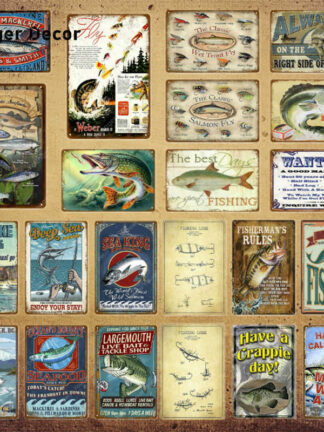 Купить Come Fishing Metal Signs Fisherman Rules Fish Poster Classic Salmon Fly Vintage Plaque Wall Sticker Pub Bar Outdoor Decor YI-180
