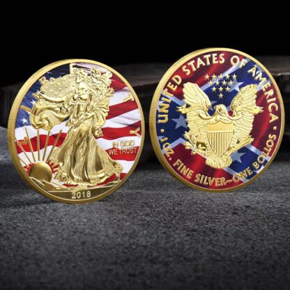 Купить 20pcs Non Magnetic Eagle Craft 2018 Status Of American Liberty Coin In God We Trust Gold Plated Souvenir Badge