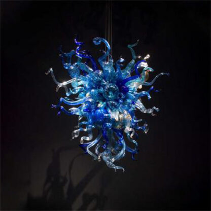 Купить Contemporary Blue Colored Pendant Lights Lamp Chain Chandelier Lighting 24 by 32 Inches 100% Hand Blown Murano Glass Chandeliers