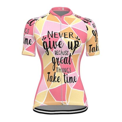 Купить 2021 Women's Short Sleeve Cycling Jersey Summer Pink Bike Jerseys Top