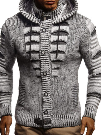 Купить autumn winter personal new hooded sweater men's clothe knit cardigan jacket man clothing sweaters