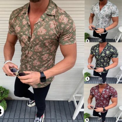 Купить summer Men Shirt Plus Size Casual Printed Short Sleeve Male comfortable fashion Shirts Sale Fashion Tops Blouses
