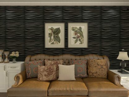 Купить Art3d 50x50cm Black Wall Panels PVC Wave Board Textured Soundproof for Living Room Bedroom (Pack of 12 Tiles)