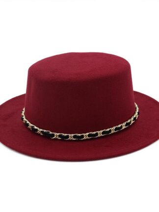Купить New Fashion Wide Brim Hats Autumn Winter Classic Flat Top Woolen Couples Hat Men Women Wool Cap Elegant Ladies Casual Fashion Jazz