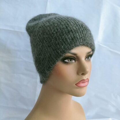 Купить New Beanie/Skull Caps 2021 Fur Winter Hat For Women Solid Beanie Cashmere Wool Cap Female Knitted Skullies Beanies Warm Soft Knit Bonnet