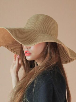 Купить Wide Brim Hats Seaside Sun Visor Hat Female Summer For Women Large Brimmed Straw Folding Beach Girls Wholesale