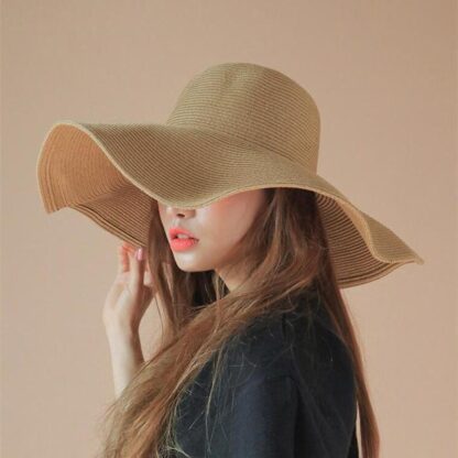 Купить Wide Brim Hats Seaside Sun Visor Hat Female Summer For Women Large Brimmed Straw Folding Beach Girls Wholesale