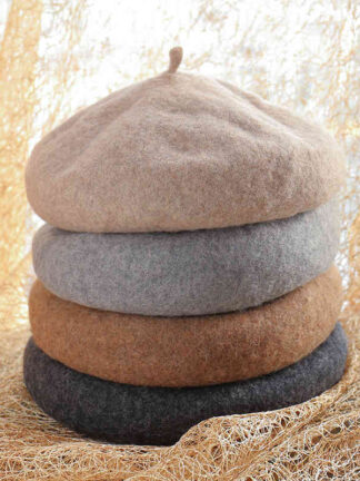 Купить Early Spring Beret Wool Tweed Thickened Female Hat Pumpkin Artistic Artist