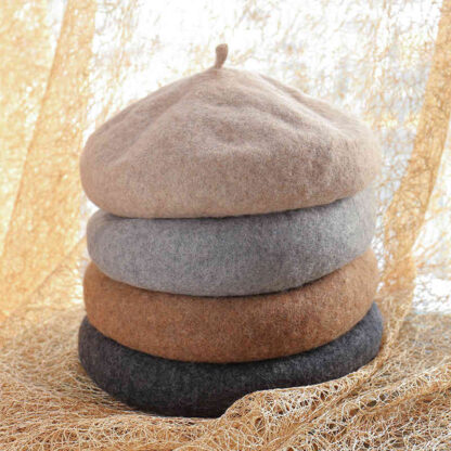 Купить Early Spring Beret Wool Tweed Thickened Female Hat Pumpkin Artistic Artist