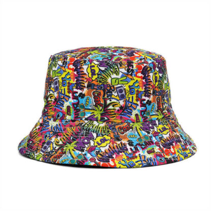 Купить 2021 New Summer Graffiti Bucket Hat for Women Men Skull Floral Outdoor Foldable Bob Fisherman Hat Girls Gorros Panama Sun Hat Q0811