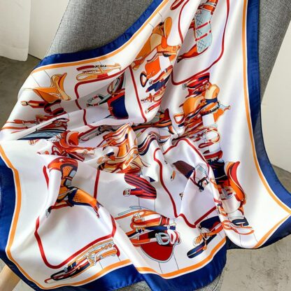 Купить Scarves Spring And Autumn 2021 Lady Square Scarf Tourism Luxury Sunscreen Shawl Women Silk Fashion Print Muslim Headcloth