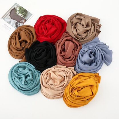 Купить New Fashion Scarves Plain Bubble Wrinkle Chiffon Hijab Scarf Women Head Shawls Pashmian Pleated Muslim Wraps Hijabs