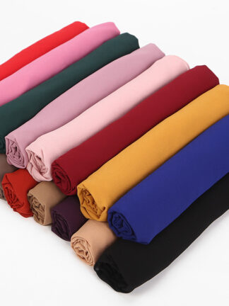 Купить 85x180cm Muslim Bubble Chiffon Hijab Scarf Solid Color Women Ready To Wear Soft Shawl Wraps Islamic Head Scarves Ladies Hijabs