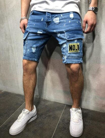 Купить mens wear summer jeans shorts fashion trendy ripped embroidery trousers high quality retail wholesale denim jean