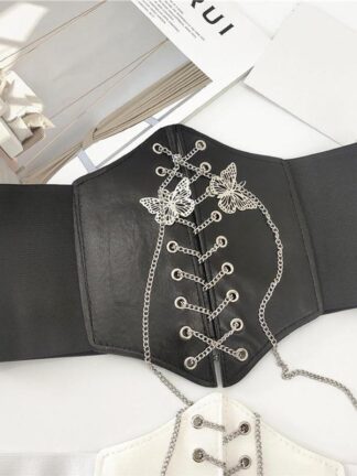 Купить Belts Women's Sexy Waist Band Butterfly Metal Chain Adjustable Seal Elastic Slimming Girdle Decorative Corset Belt