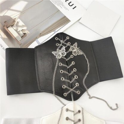 Купить Belts Women's Sexy Waist Band Butterfly Metal Chain Adjustable Seal Elastic Slimming Girdle Decorative Corset Belt