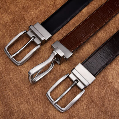Купить Reversible Belts For Men Genuine Leather For Male High Quality Formal Belt Black Brown Navy Blue