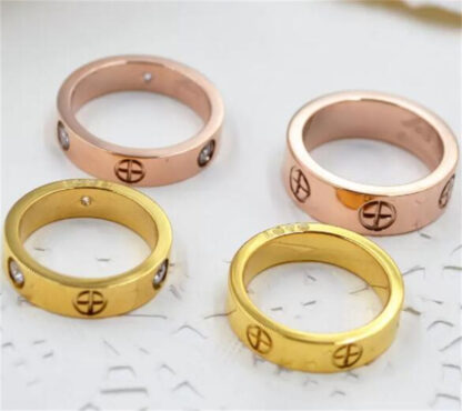 Купить 50%off 6mm titanium steel silver love ring men and women rose gold ring for lovers couple ring for gift spin