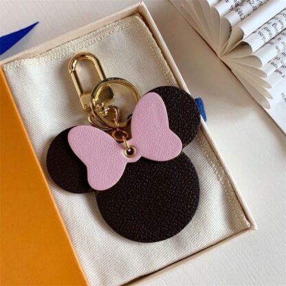 Купить 50%off Designer Keychain Buckle Lovers Plaid Mouse Bow Keychains PU Leather Animal Bag Pendant Charm Cars Keyrings Chains Holder Fashion Wom