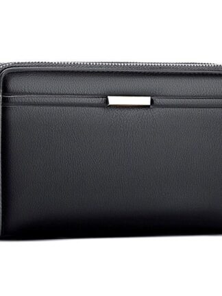 Купить Men's Handbag New PU Bag Business Large Capacity Moneybag Wallet Zipper Long Purse Gentlemen's Clutches Gift Black Brown