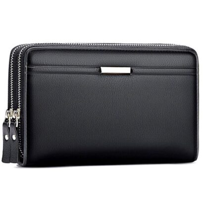 Купить Men's Handbag New PU Bag Business Large Capacity Moneybag Wallet Zipper Long Purse Gentlemen's Clutches Gift Black Brown