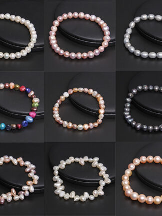 Купить Real Natural Pearl Bangles Baroque Freshwater Pearls Bracelet Elastic Beaded Chain for Women Men Fine Jewelry Wedding Gifts