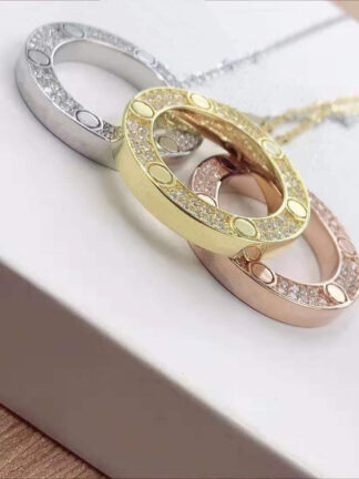 Купить 50%off full cz stainless steel love necklaces pendants fashion choker necklace Lover neckalce jewelry gift with velvet bag spinnertoys