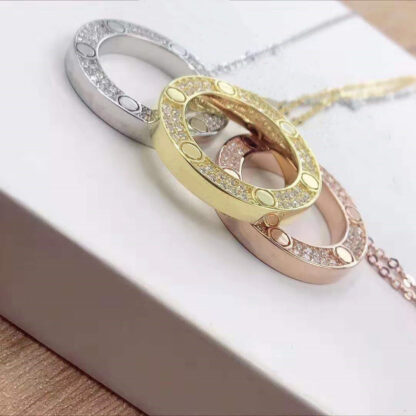 Купить 50%off full cz stainless steel love necklaces pendants fashion choker necklace Lover neckalce jewelry gift with velvet bag spinnertoys