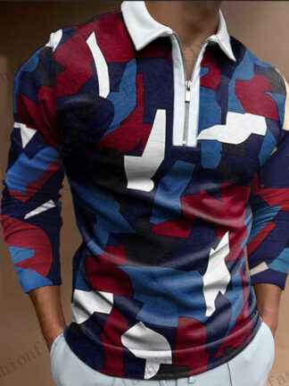 Купить Zipper polo shirts for men Designer Stripe shirts Plaid Striped Solid Printing Clothing Color contrast check pattern Tees Spring Autumn Europe Size Long Sleeve top