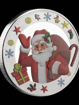 Купить 10pcs Non Magnetic Merry Christmas Souvenir Coin Silver Plated Santa Claus Collectible Creative Gift Commemorative Coin