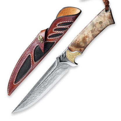 Купить Hunting Knife Damascus VG10 Steel Fixed Blade Camping Knives Military Tactical Combat Knife Outdoor Survival White Shadow Wood Handle Adventure Jungle Knifes Tool