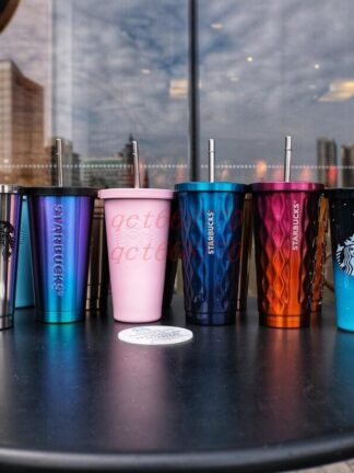 Купить 500ML Starbucks Cup with Straw and Lip Stainless Steel Tumbler Mugs Double Wall Vacuum Insulated Cup Water Bottlle