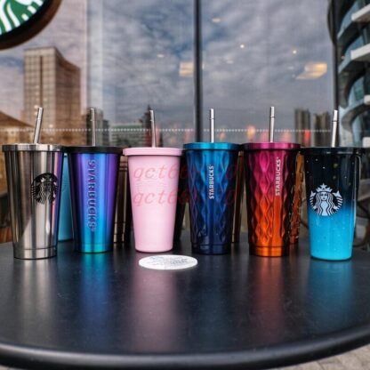 Купить 500ML Starbucks Cup with Straw and Lip Stainless Steel Tumbler Mugs Double Wall Vacuum Insulated Cup Water Bottlle
