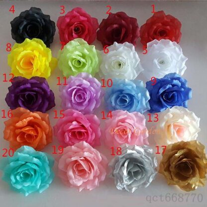 Купить 100PCS 10CM 20Colors Silk Rose Artificial Flower Heads High Quality Diy Flower For Wedding Wall Arch Bouquet Decoration Flowers