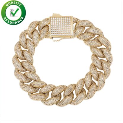 Купить Mens Cubic Zirconia Diamond Tennis Bracelet Hip Hop Jewelry Luxury Designer Cuban Link Chain Bracelets Iced Out Rapper Fashion Bangle Bling Shiny cz 14k Gold