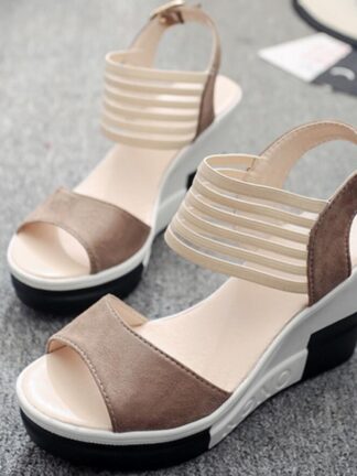 Купить Summer Fashion Women's Wedges Sandals Beach Casual Female Platform Peep Toe Shoes Slingback Lady Mixed Colors Buckle