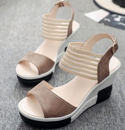 Купить Summer Fashion Women's Wedges Sandals Beach Casual Female Platform Peep Toe Shoes Slingback Lady Mixed Colors Buckle