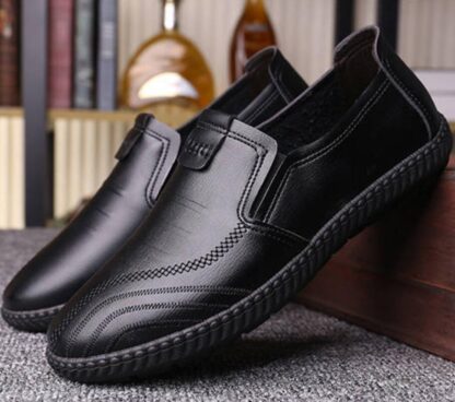 Купить 2022 Mens Loafers Moccasins Driving-Shoes Casual-Shoes Slip On Black Plus-Size Genuine-Leather
