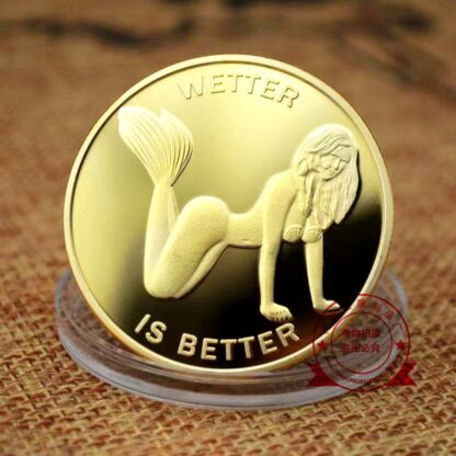 Купить 50pcs Non Magnetic Souvenir Coin Craft Wetter Is Better Muff Divers Union 24k Gold Metal Plated Collectible Badge Gift
