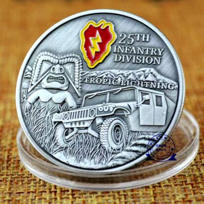 Купить 50pcs Non Magnetic Military Craft Badge This We'll Defen 25th Infantry Division Tropic Lighttning Bronze Plated Challenge Coin