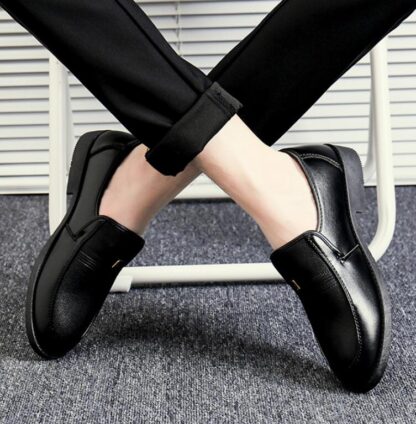 Купить 2022 Men Shoes Slip-On Genuine-Leather Casual Luxury Brand Breathable Big Flats Rubber