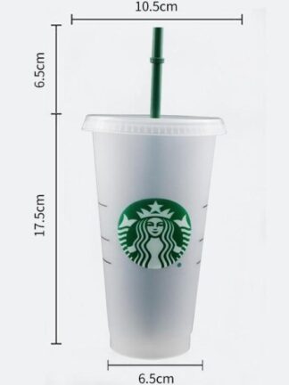 Купить Starbucks 24OZ/710ml Plastic Tumbler Reusable Clear Drinking Flat Bottom Cup Pillar Shape Lid Straw Mug Bardian 50pcs DHL Shipping 1