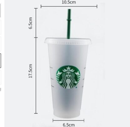 Купить Starbucks 24OZ/710ml Plastic Tumbler Reusable Clear Drinking Flat Bottom Cup Pillar Shape Lid Straw Mug Bardian 50pcs DHL Shipping 1